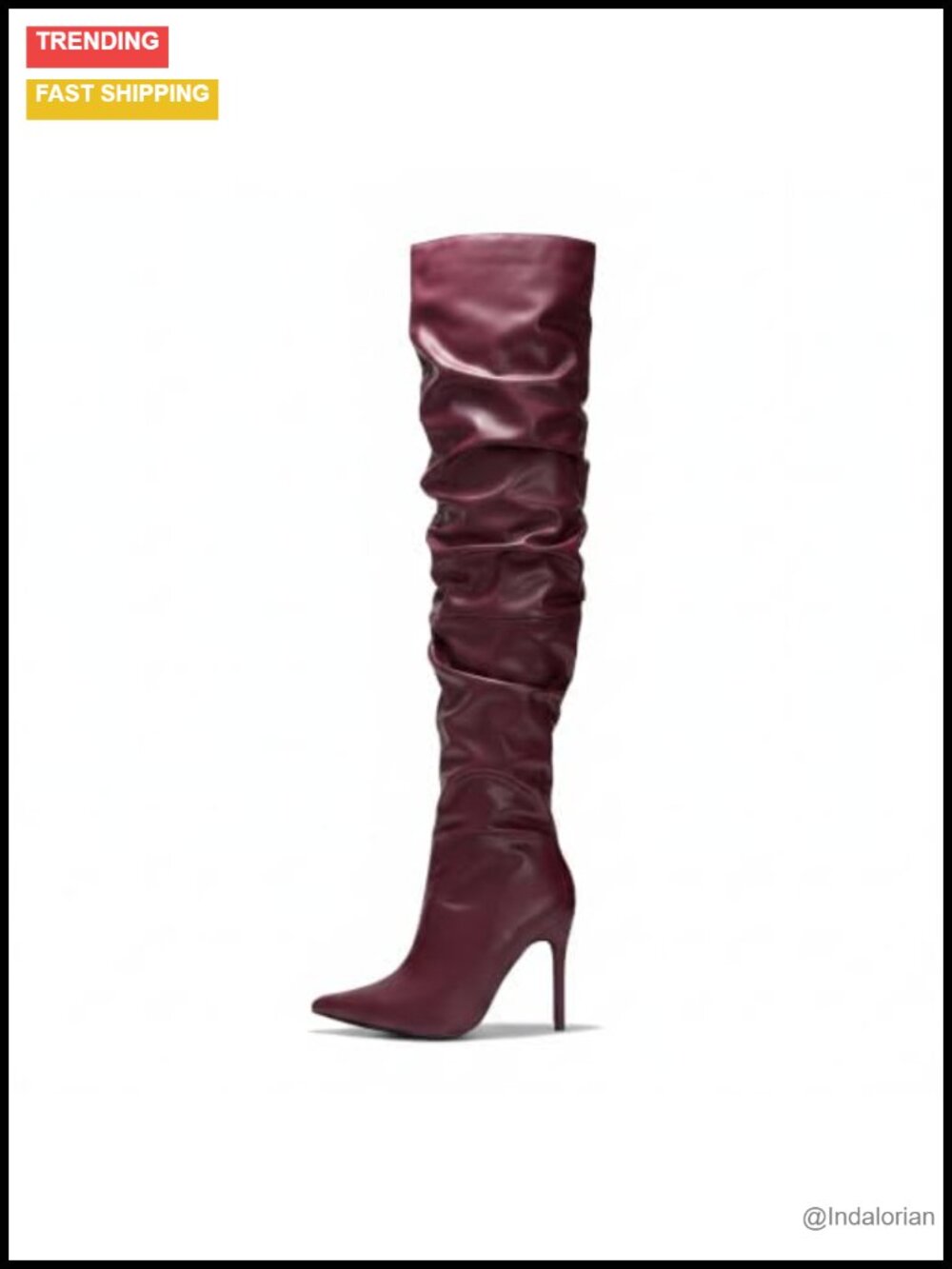 Pointed Toe Thigh High Boots 4-Inch Heel Slouch Over the Knee Cushioned